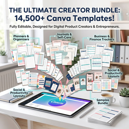 14,500+ Canva PLR Templates Bundle (Planners, Journals, Trackers + Resell Rights)
